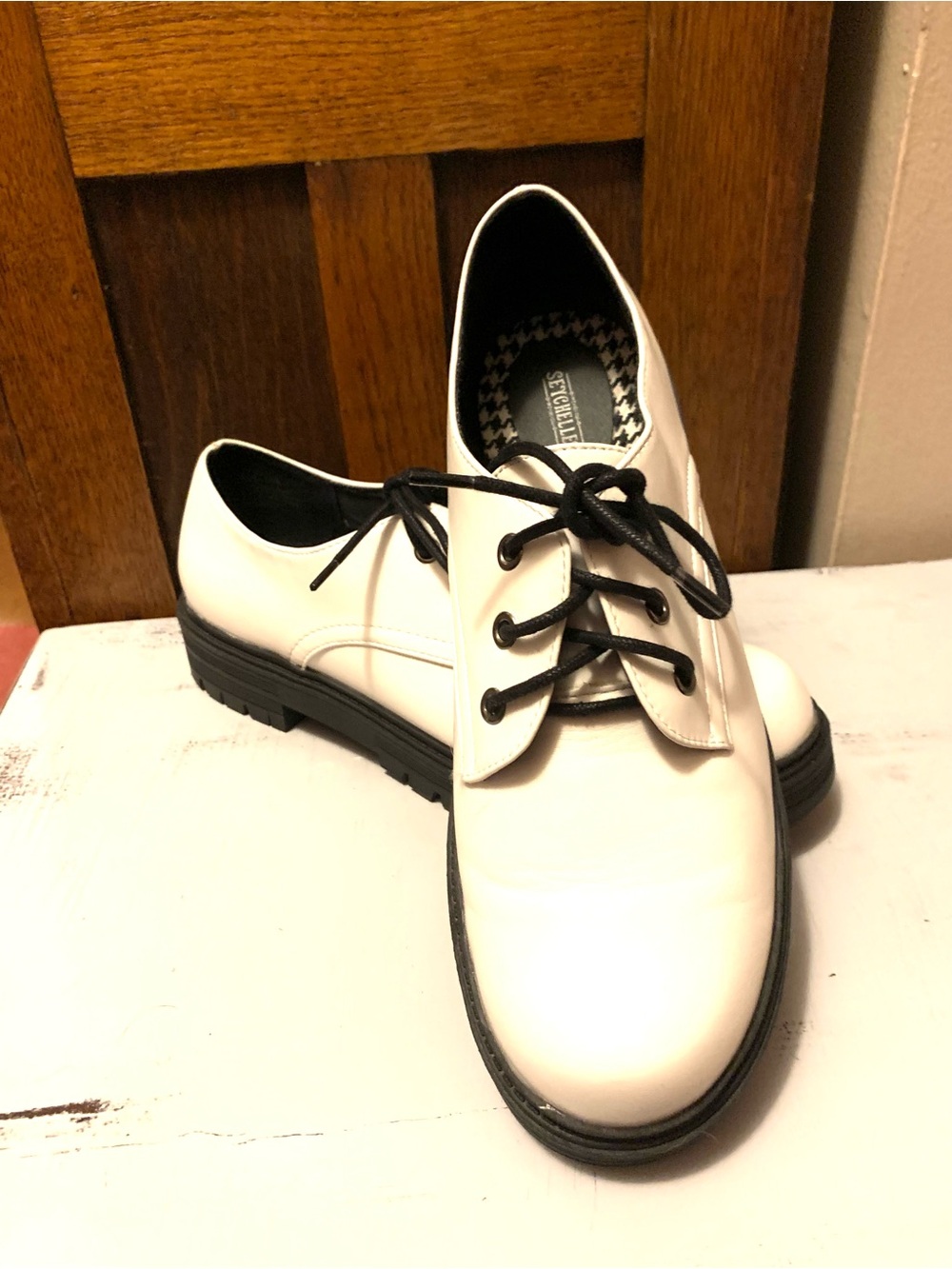 White Lace-Up Platform Oxfords
